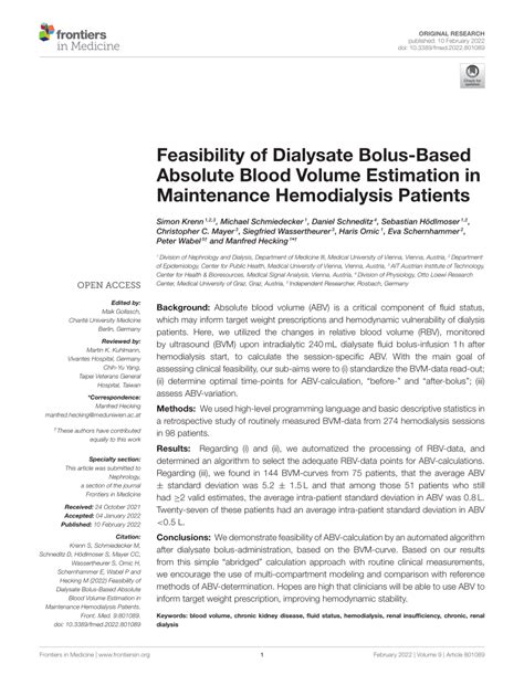 Feasibility of Dialysate Bolus.